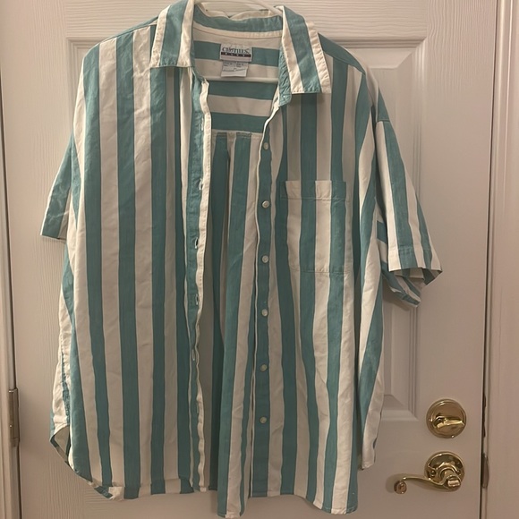 Mint & White Striped Beach Cotton Button Down - Picture 9 of 10